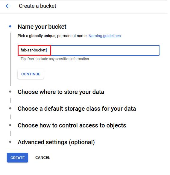 google cloud-create a bucket1